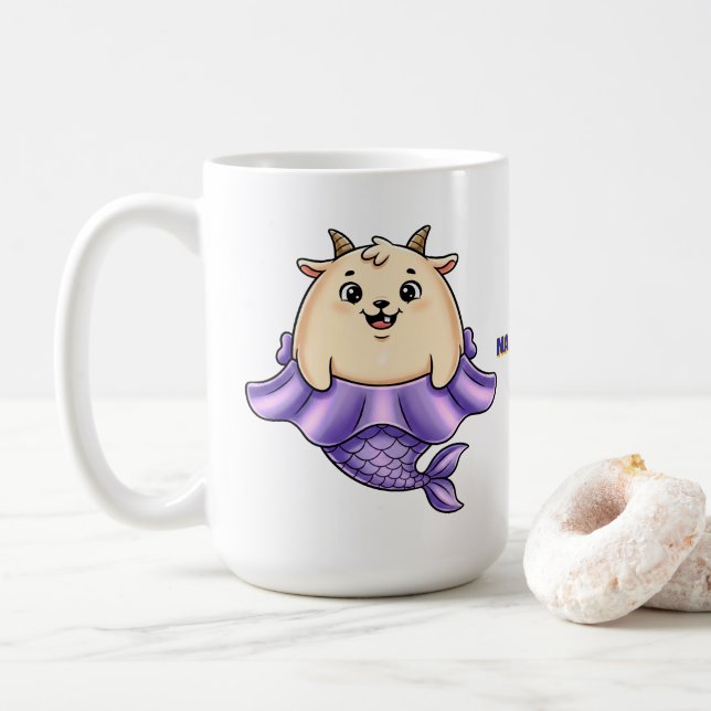 Cute Capricorn Cartoon – Whimsical Zodiac Coffee Mug (With Donut)