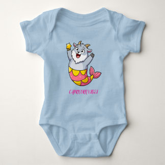 Cute Capricorn Goat Mermaid Zodiac Character Baby Bodysuit