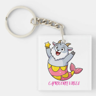 Cute Capricorn Goat Mermaid Zodiac Character Key Ring