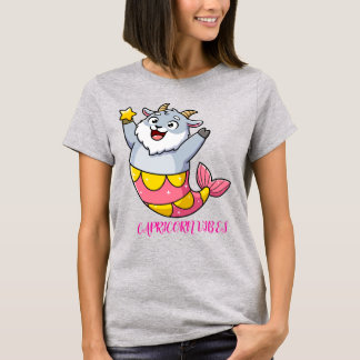 Cute Capricorn Goat Mermaid Zodiac Character T-Shirt