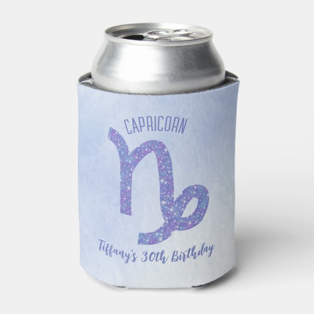 Cute Capricorn Sign Custom Birthday Party Can Cooler (Can Front)