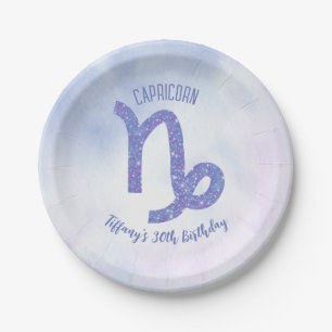 Cute Capricorn Sign Custom Birthday Party Paper Plate