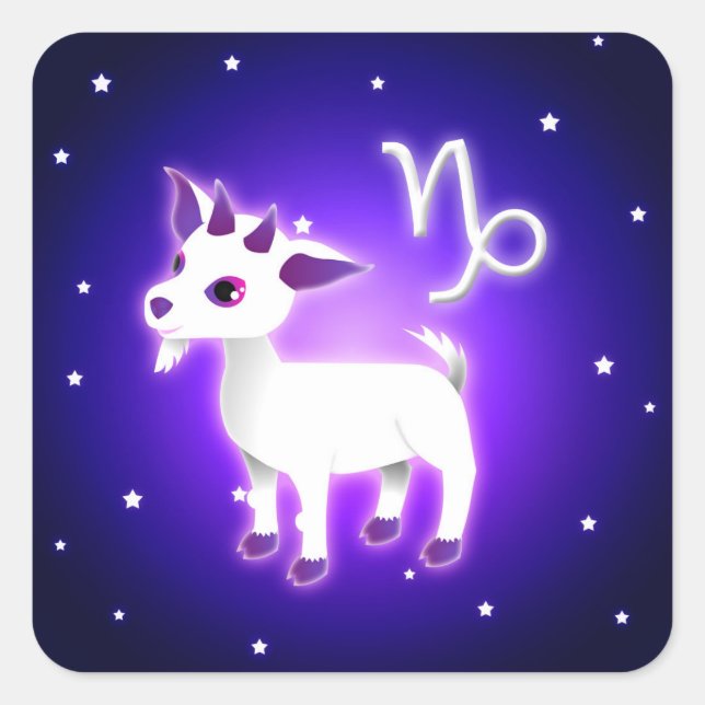 Cute Capricorn Zodiac Square Sticker (Front)