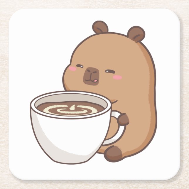 Cute Capy Coffee Fun Paper Coaster (Front)