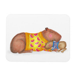 Cute capybara and baby magnet