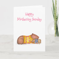 Cute capybara and baby Mothering Sunday card