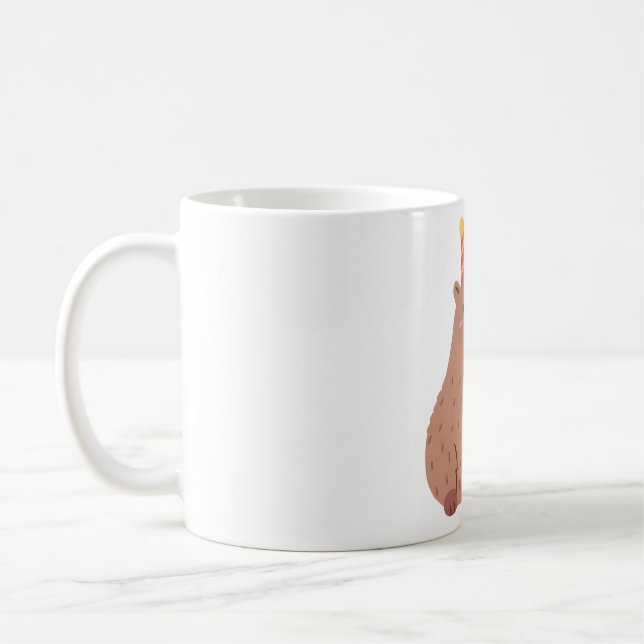 Cute Capybara And Birthday Cake Coffee Mug (Left)