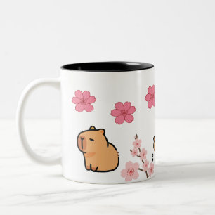 Cute Capybara and Cherry Blossom Mug Adorable