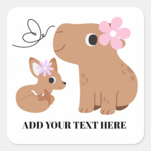 Cute Capybara And Fox Square Sticker