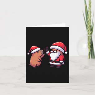 Cute Capybara And Santa Claus High Five Christmas  Card