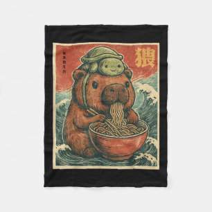Cute Capybara And Turtle Backpack Ramen Kawaii Cap Fleece Blanket