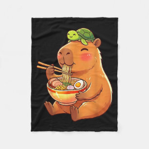 Cute capybara and turtle backpack ramen kawaii fleece blanket