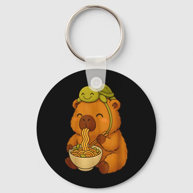 Cute Capybara and Turtle Backpack Ramen Kawaii Key Ring (Front)