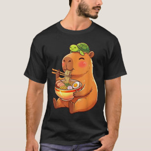 Cute capybara and turtle backpack ramen kawaii T-Shirt