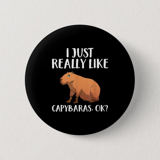 Cute Capybara Art For Men Women Kids Animal Rodent 6 Cm Round Badge (Front)