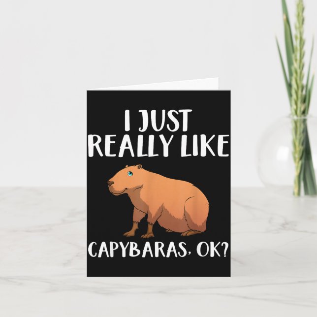 Cute Capybara Art For Men Women Kids Animal Rodent Card (Front)