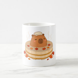 Cute Capybara Autumn Onsen Maple Leaf Mug