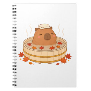 Cute Capybara Autumn Onsen Maple Leaf Notebook