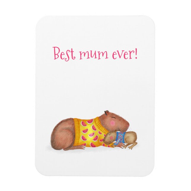 Cute capybara 'best mum ever' magnet (Vertical)