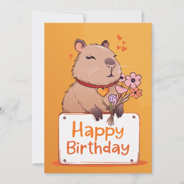 Cute Capybara Birthday Card | Adorable Animal card (Front)
