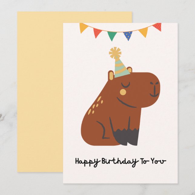 Cute Capybara Birthday Cute Animal Card  (Front/Back)