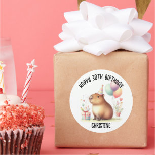 Cute capybara Birthday Party favours Classic Round Sticker