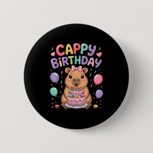 Cute capybara birthday party girl kids animal 6 cm round badge