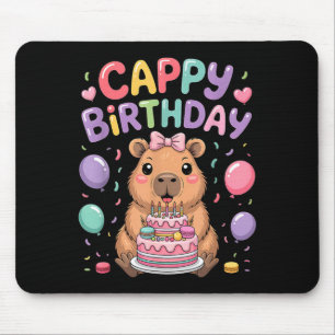 Cute capybara birthday party girl kids animal mouse mat