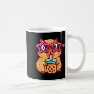 Cute capybara bubble tea lover 6 7 meme kawaii coffee mug