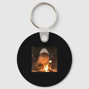 Cute capybara campfire s'mores funny camping key ring