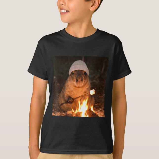 Cute capybara campfire s'mores funny camping T-Shirt (Front)