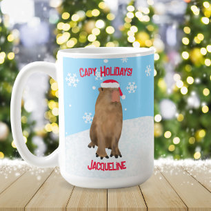 Cute Capybara Capy Holidays Pun Christmas Coffee Mug