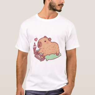 Cute Capybara Chilling With Video Games And Boba T T-Shirt