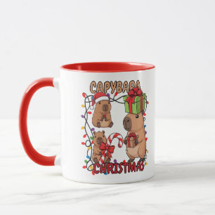 Cute Capybara Christmas Lights Festive Party Mug