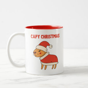 Cute Capybara Christmas Two-Tone Coffee Mug