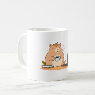 Cute Capybara Coder Coffee Laptop Design Mug