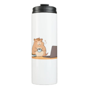 Cute Capybara Coder Coffee Laptop Design Thermal Tumbler