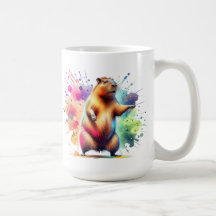 Cute Capybara Colourful Watercolor Splash Mug