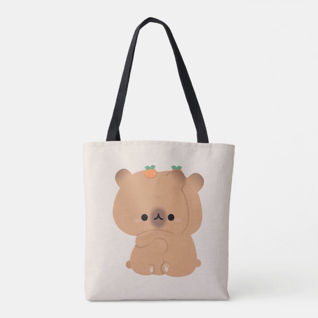 Cute Capybara Couple Tote Bag (Back)