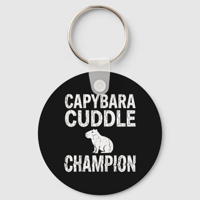 Cute Capybara Cuddle Champion Adorable Animal Key Ring (Front)