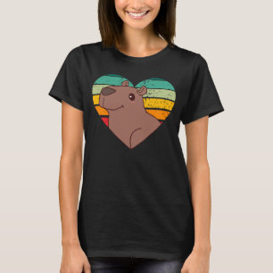 Cute Capybara Design Retro Heart Shape Vintage T-Shirt
