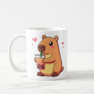 Cute Capybara Drinking Boba Bubble Tea Women Girls Coffee Mug