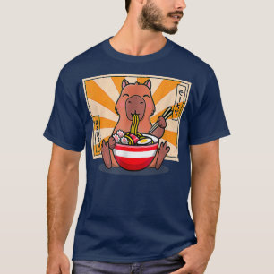 Cute Capybara Eating Ramen Funny Anime Manga  T-Shirt