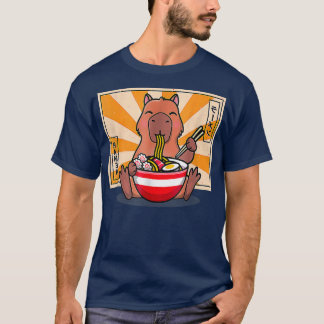 Cute Capybara Eating Ramen Funny Anime Manga  T-Shirt