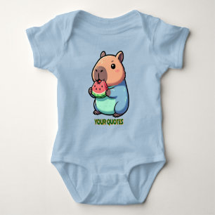 Cute Capybara Eating Watermelon Baby Bodysuit