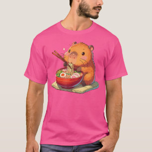 Cute Capybara Eats Ramen Noodles Capybara Ramen T-Shirt