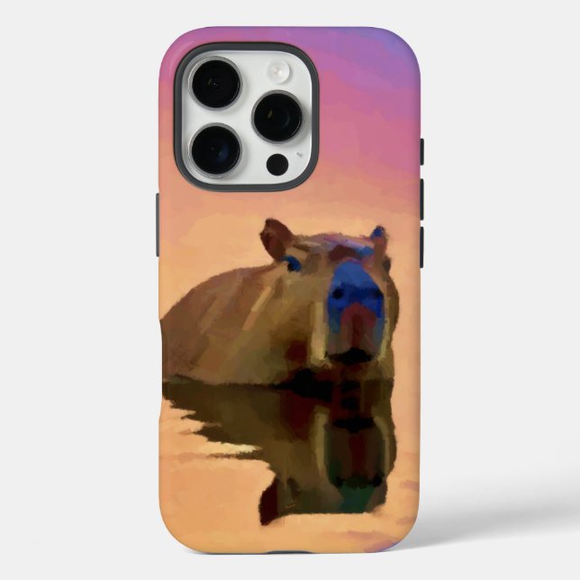 Cute Capybara Emerging From a Tranquil Lake Case-Mate iPhone Case (Back)
