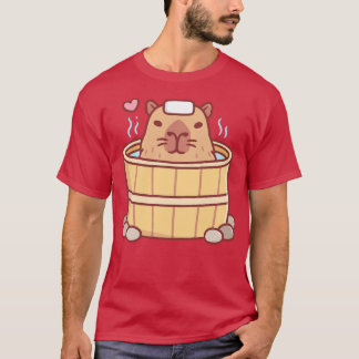 Cute Capybara Enjoys Soaking And g In Hot Tub T-Shirt