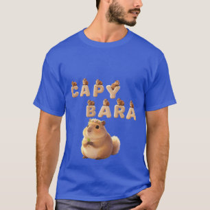 Cute Capybara Family Graphic Tee, Fluffy Animal Il T-Shirt
