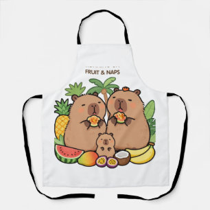 Cute Capybara Fruit & Naps Apron Happy Capybara